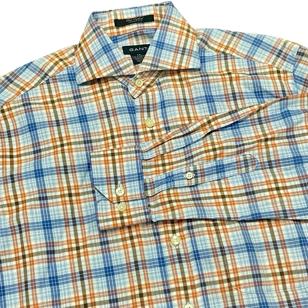 GANT Men's Medium Plaid Button Down Shirt Long‎ Sleeve Multicolor Cotton Casual
